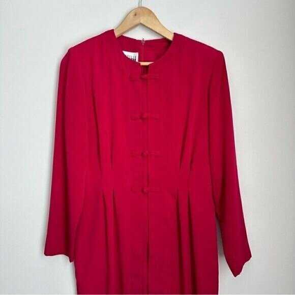 Vintage Red Dress size 8 Short Sleeve Asian Inspired - Picture 3 of 10